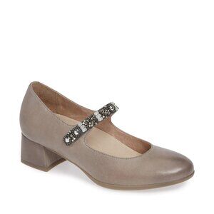 Dansko Pearlina Mary Jane shoes block heel 37 taupe beaded strap sparkly